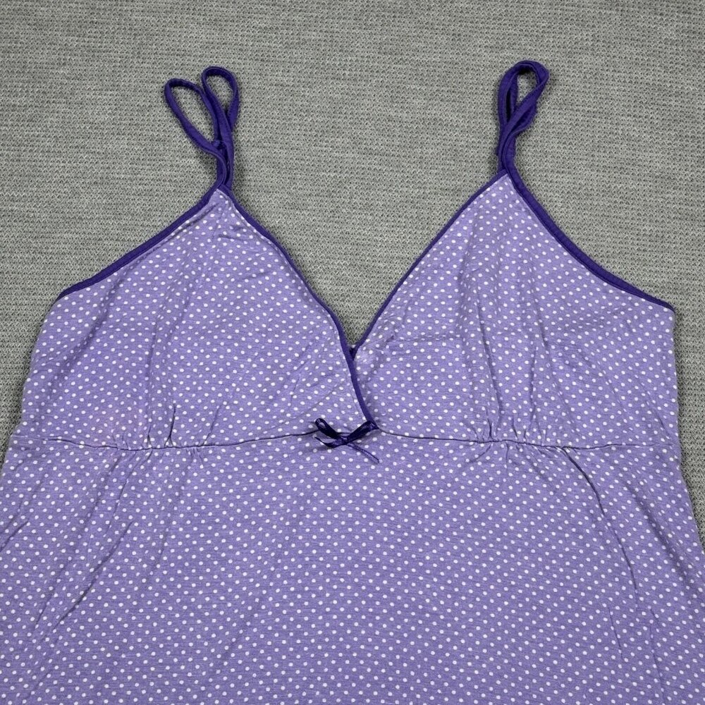 Relativity Intimates Night Dress Size L Purple Polka Dots V Neck Sleeveless - Picture 7 of 14
